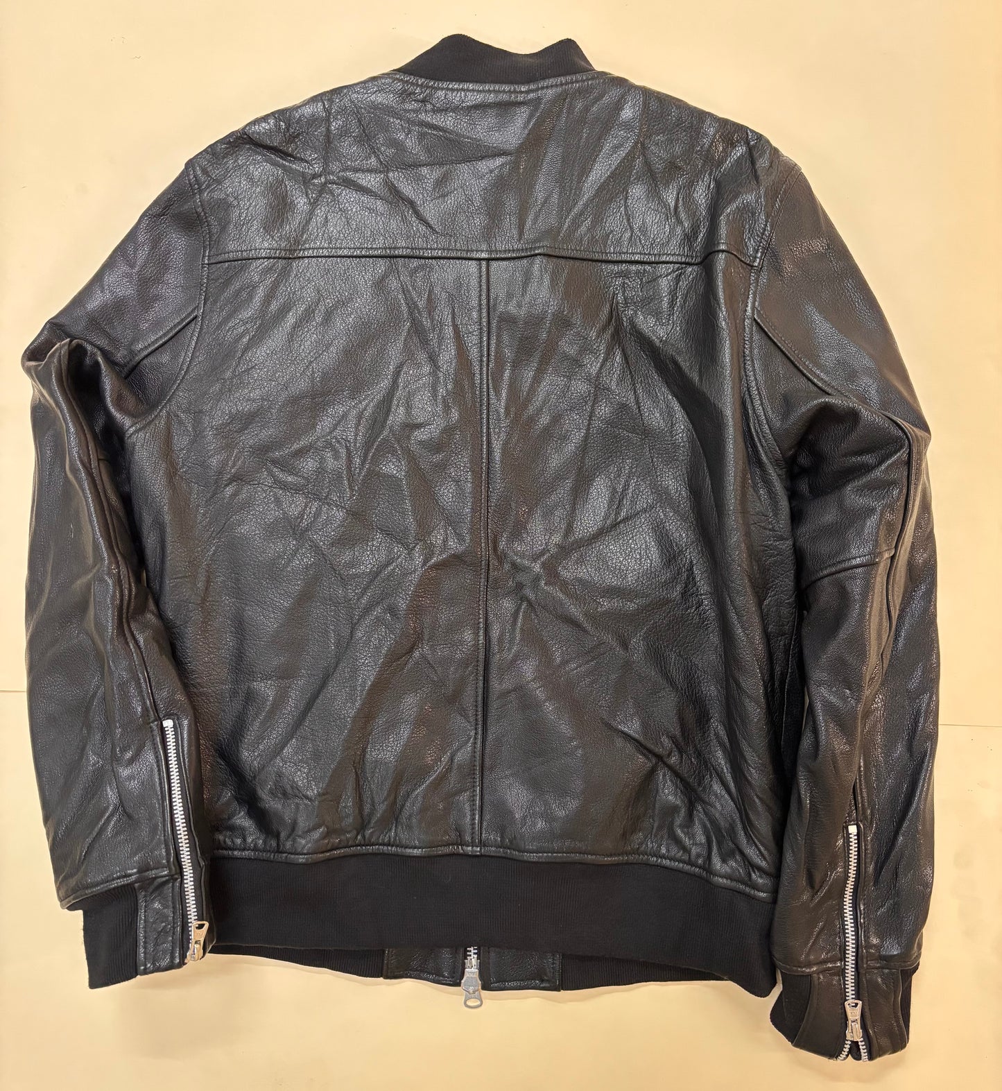 Black Original Leather Bomber Jacket